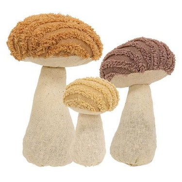 3 Set Chenille Stuffed Mushroom Sitters - The Fox Decor